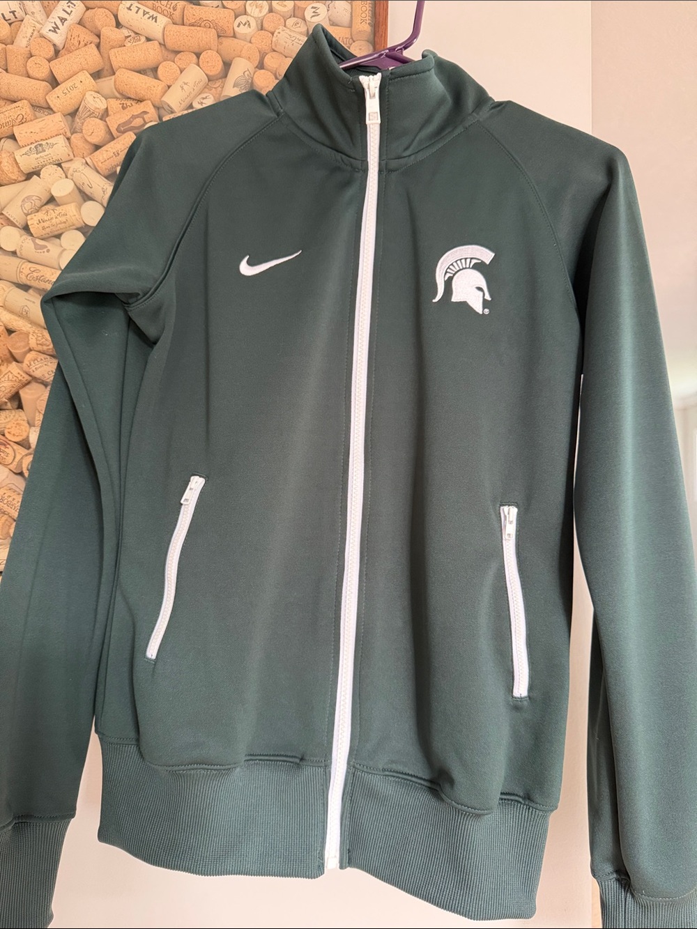 Women's Nike Green Michigan State Track Jacket with White Accents size M